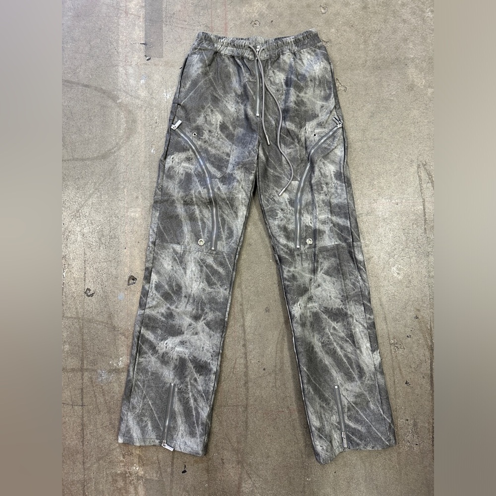 Luxe To Kill - Charcoal Acid Wash Cargo Pleather Trousers